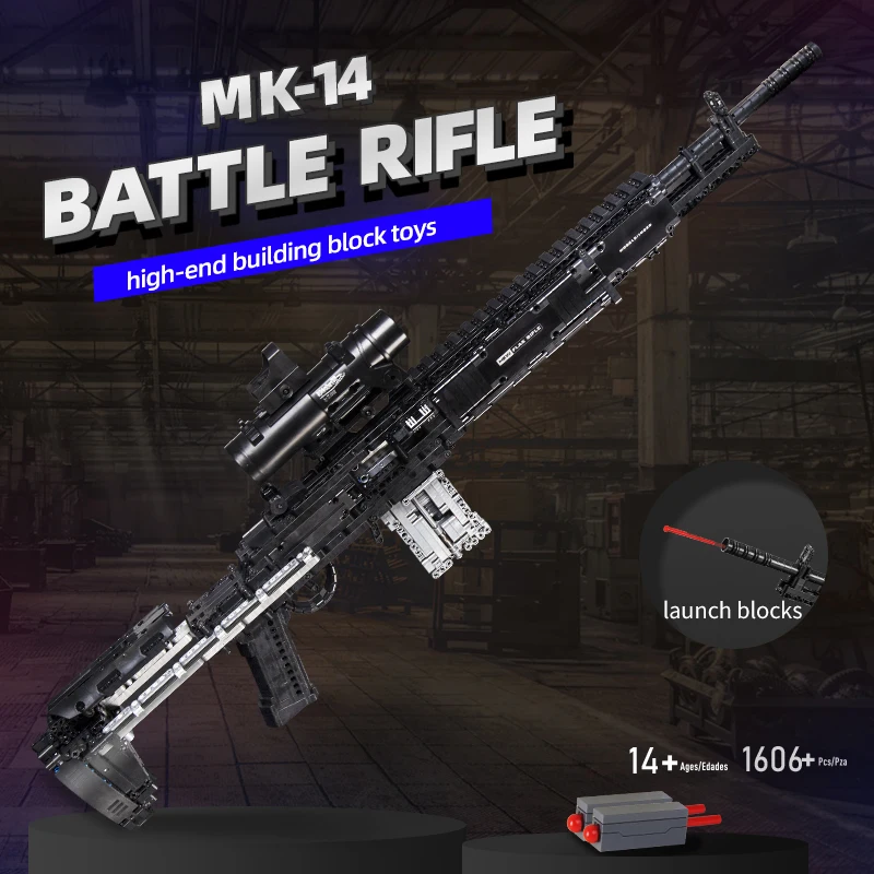Model Kit Weapons - Militar MK14 Battle Rifle Gun montado