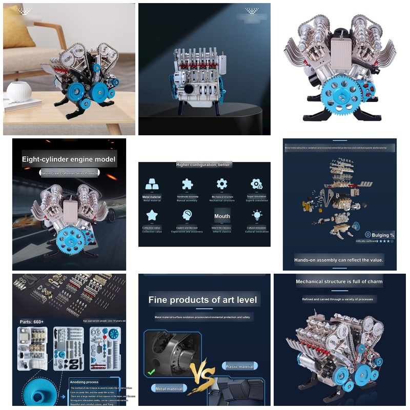 Model Kit V8 Engine - Kit de Montagem de Motor V8