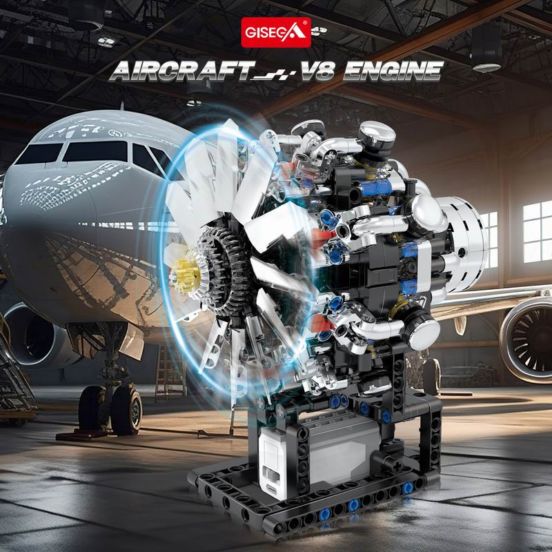 G8910 aviação v8 motor 558 pçs - Model Kit V8 Engine avaliação e preço