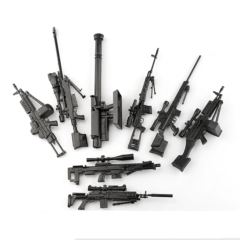8 pçs 1:6 4d arma modelo preto - Model Kit Weapons avaliação e preço
