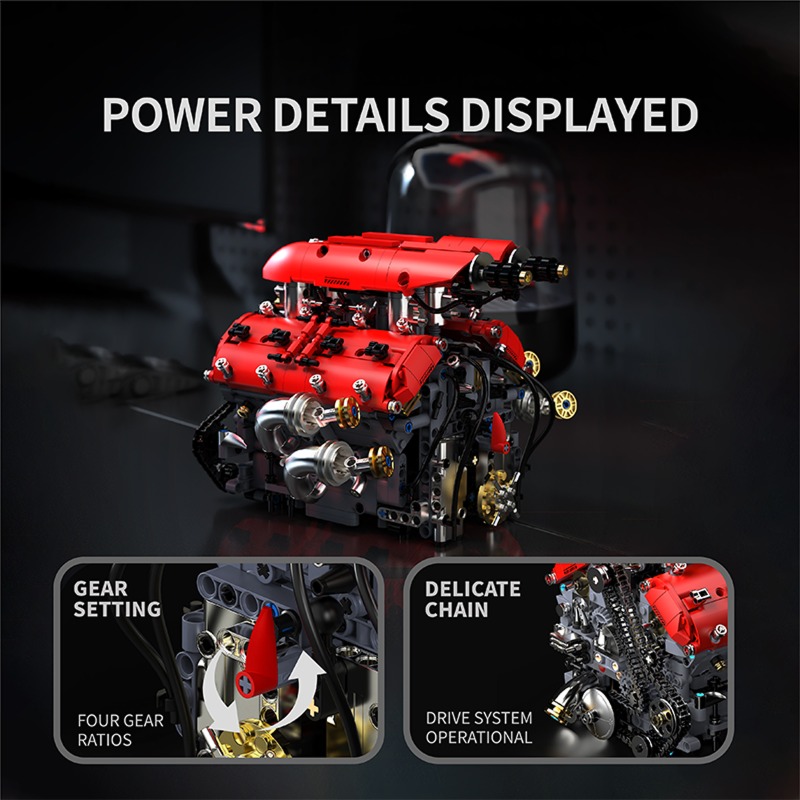 T5011 1370 peças Kit de Blocos - Model Kit V8 Engine avaliação e preço